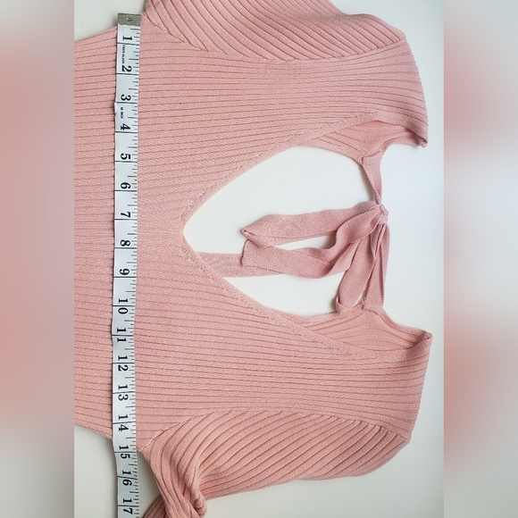 M V-neck Ribbed with tie Dress Pink - Picture 7 of 9